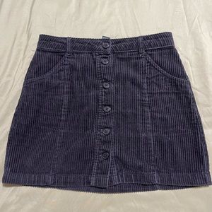 Black Corduroy mini button skirt
